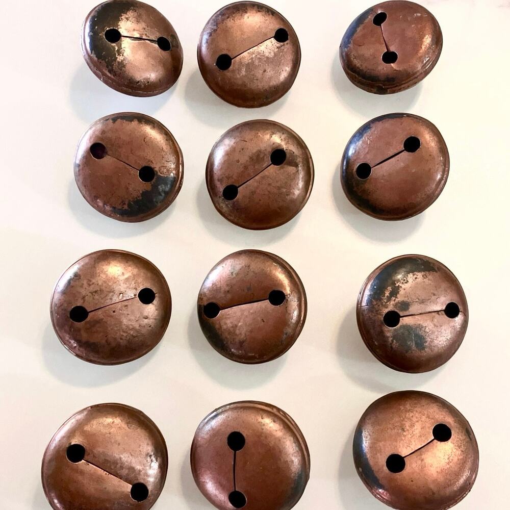 Native 2in Hawk Bells Lot of 12 Folk Jingle Dance Flat Round Traditional Costume